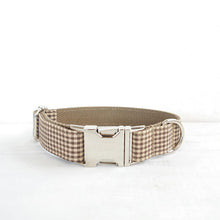 Load image into Gallery viewer, Coffee Gingham Dog Collar &amp; Leash