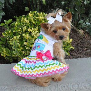 Ice Cream Cart Dog Dress with Matching Leash