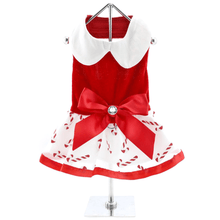 Load image into Gallery viewer, Holiday Candy Canes Dog Harness Dress