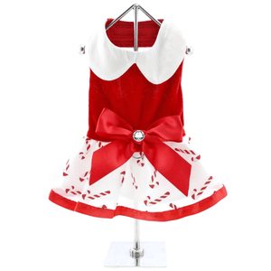 Holiday Candy Canes Dog Harness Dress