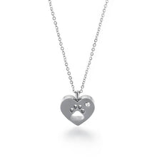 Load image into Gallery viewer, Zircon Heart Cut-Out Paw Print Necklace