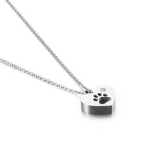 Load image into Gallery viewer, Zircon Heart Cut-Out Paw Print Necklace