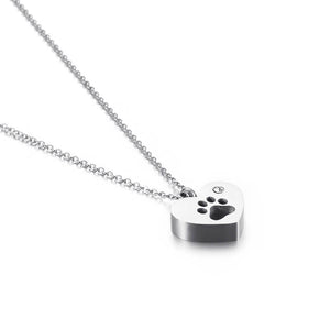Zircon Heart Cut-Out Paw Print Necklace