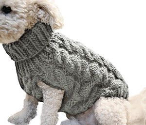 Classic Cable Knit Turtleneck Dog Sweater