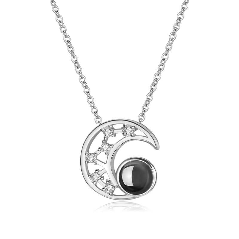 Personalized Crescent Moon Projection Necklace