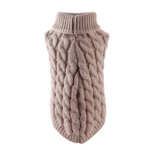 Classic Cable Knit Turtleneck Dog Sweater